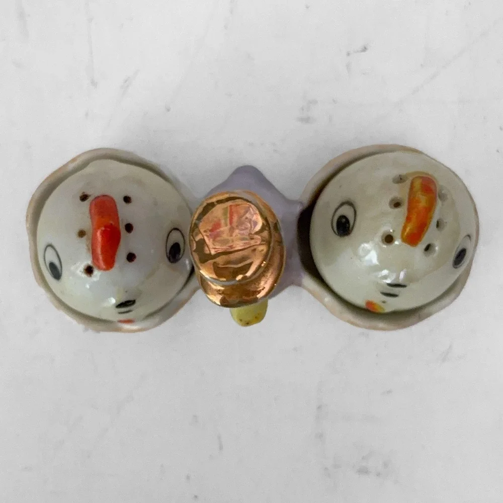 VTG Japan Lusterware Chick Egg Salt Pepper Shakers Duck Top Hat Mid Century